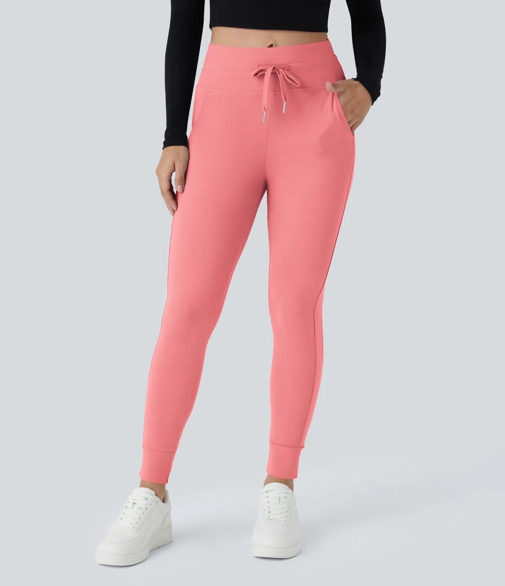 NWT Halara Joggers Pants SoftlyZero Plush High Waisted Shell Pink Size Medium